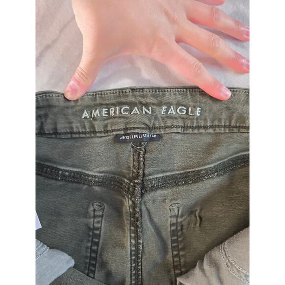 American Eagle Curvy Super Hi-Rise Holey Jeggings Camo Green Size 8 - Picture 3 of 14